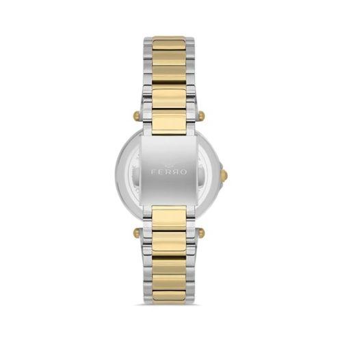 Ferro Quartz Çelik Altın/Gri Yeşil Kadran 33 mm Kadın Kol Saati