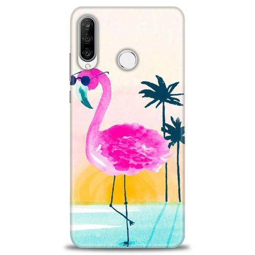 Huawei P30 Lite Kılıf HD Baskılı Kılıf - Flamingo + Tam Ekran Koruyucu