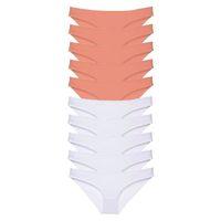 10 Adet Eko Set Likralı Kadın Slip Külot Pudra Beyaz