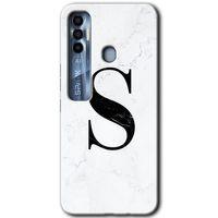 Tecno Spark 7 Pro Kılıf HD Desen Baskılı Arka Kapak - Beyaz Mermer Desenli S Harfi