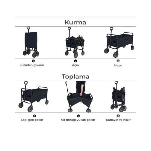 Katlanır Kamp Ve Plaj Arabası Büyük Kapasiteli Taşıma Vagonu