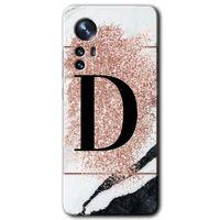 Potkal Hediye Fabrikası Xiaomi Mi 12 Pro Kılıf HD Desen Baskılı Arka Kapak - Pembe Mermer Desenli D Harfi
