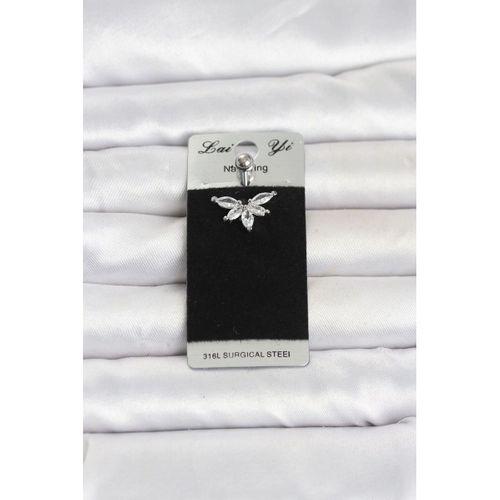 316L Cerrahi Çelik Zirkon Taşlı Göbek Piercing
