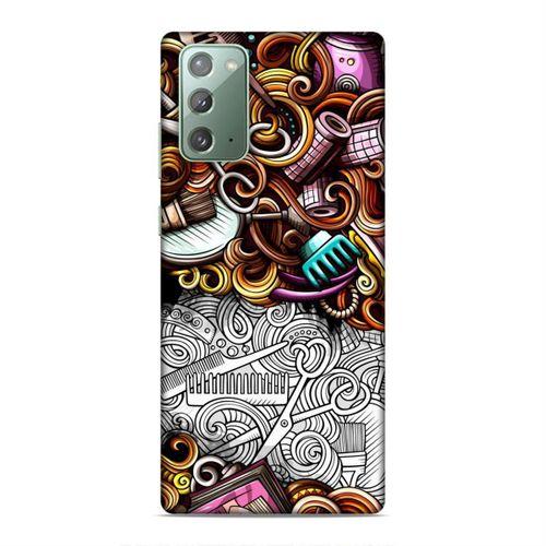 Samsung Galaxy Note 20 Kılıf Kuafor Malzemeleri Doodle Arka Kapak Silikon Koruma Full Koruyucu