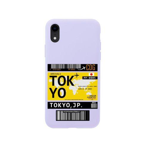 iPhone Xr Tokyo Bilet Tasarımlı Lila Telefon Kılıfı