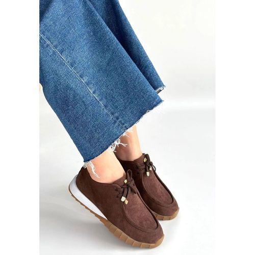 Sier Kahverengi Süet Bağcıklı Spor Ayakkabı