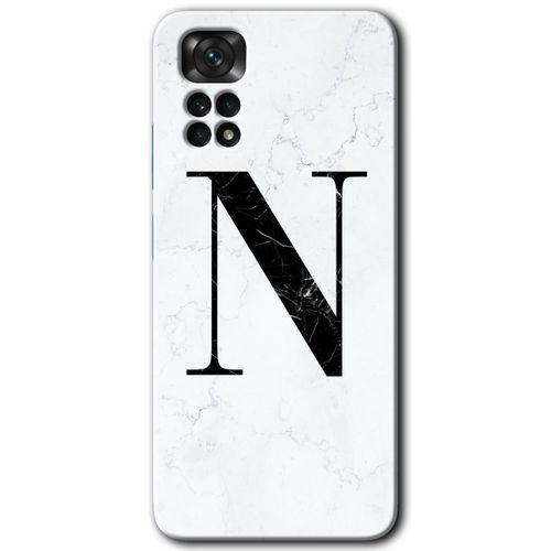 MRCİLETİSİM Xiaomi Redmi Note 11s 5G Global Kılıf HD Desen Baskılı Arka Kapak+Temperli Cam - Desenli N Harfi