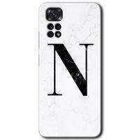 MRCİLETİSİM Xiaomi Redmi Note 11s 5G Global Kılıf HD Desen Baskılı Arka Kapak+Temperli Cam - Desenli N Harfi
