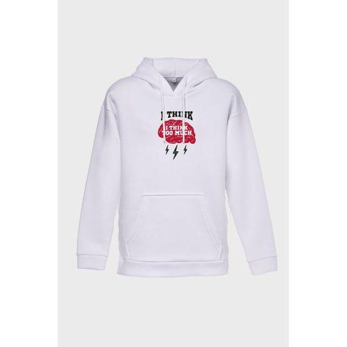 I Thınk Minimal Baskılı  Üç İplik Sweatshırt Oversıze Hoodıe