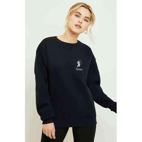 İkizler Burcu Baskılı Siyah Kadın Sweatshirt