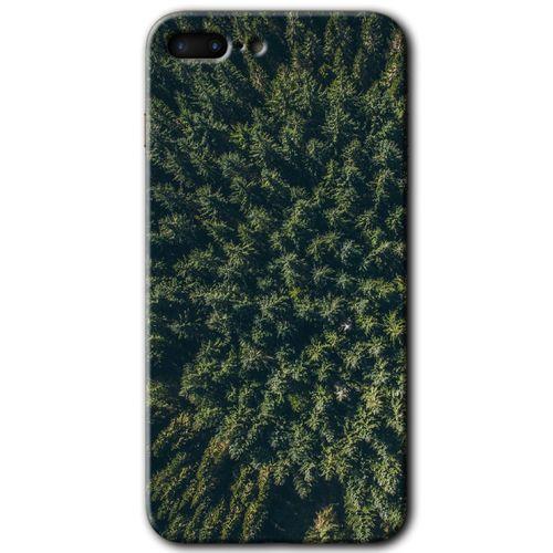 MRCİLETİSİM iPhone 7 Plus Kılıf HD Desen Baskılı Arka Kapak + Temperli Cam - Çam Ağacı Ormanı