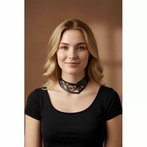 Lazer Kesim 2 parça Şık Deri Choker, Deri Kolye