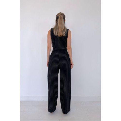 Siyah Çizgili Ceket - Yelek Ve Pantolon Takım