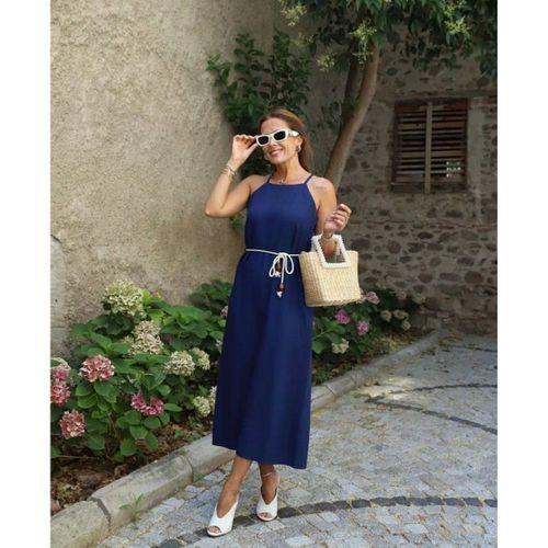 Kadın Kadın Omuz Askılı Kuşak Dahil Elbise