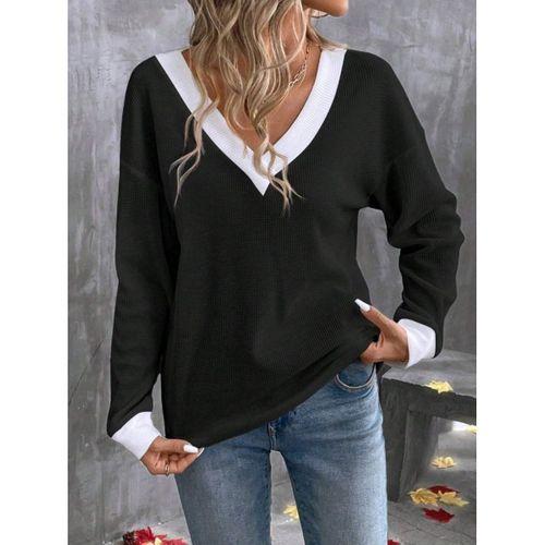 Kadın Uzun Kollu V Yakalı Waffle Bluz