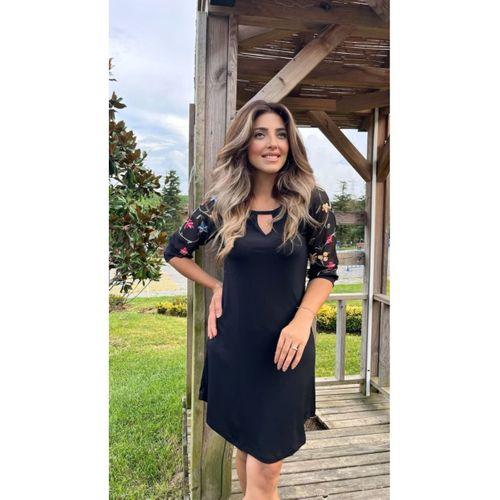 Lucky Life Kadın Fakir Kol Bisiklet Yaka çiçek Desen Sandy Salaş Kısa Elbise