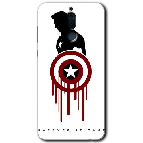 Huawei Mate 10 Lite Kılıf Baskılı Kapak - Captain Amerika + 5D Tam Kaplayan Cam