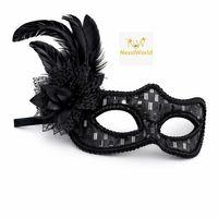 Siyah Tüylü Balo Maskesi Kadın Parti Aksesuarı