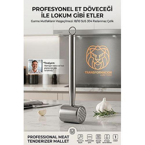Et Döveceği Çift Taraflı Ağır Et Tokmağı Mutfak Tipi Et Yumuşatıcı Lokanta Usulü Biftek Tavuk Fileto Ezici 18/10 SUS 304 Çelik 723661