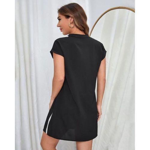 Kadın Dokuma Viskon Kumaş V Yaka Zebra Desenli Elbise