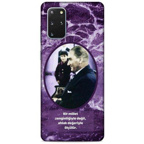 Samsung Galaxy S20 Plus Kılıf Atatürk (10) Full Koruma Kılıfı Mor