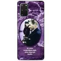 Samsung Galaxy S20 Plus Kılıf Atatürk (10) Full Koruma Kılıfı Mor