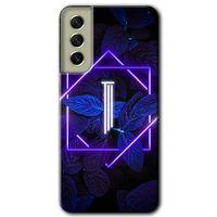 Galaxy S21 FE Kılıf HD Desen Baskılı Arka Kapak - Dark Neon Yaprak I Harfi