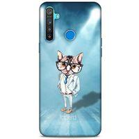 Oppo Realme 5i Kılıf FunnyMaX (40) Fit Silikon Kılıf Açık Mavi Kedi