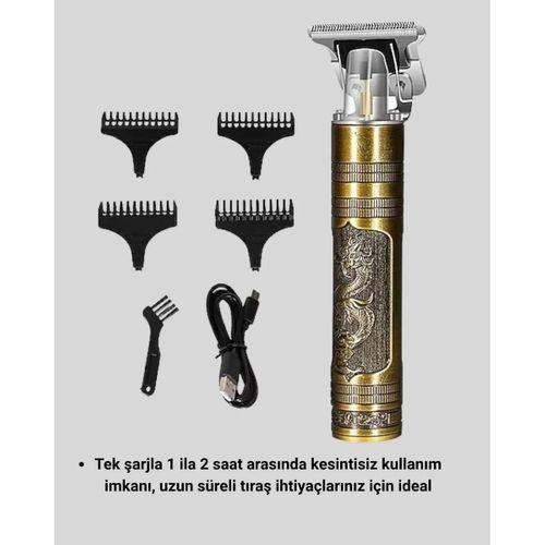 Şarjlı T Bıçaklı Saç Ve Sakal Tıraş Makinesi – 3 Başlıklı, Güçlü Motorlu, 2 Saat Kullanım