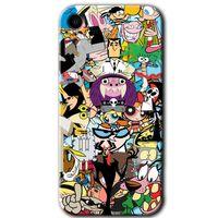 MRCİLETİSİM iPhone XR Kılıf Baskılı Kapak - Süper Çizgi Kahramanlar + 5D Tam Kaplayan Cam