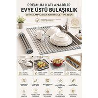 Katlanabilir Evye Üstü Bulaşıklık Tezgah Üstü Rulo 18/10 304 Paslanmaz Çelik Nihale Süzgeç (47x32 cm) 723472