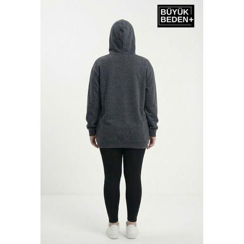 Kadın Büyük Beden Kapşonlu A Baskılı ince Swatshırt SPR26BSWK957-12