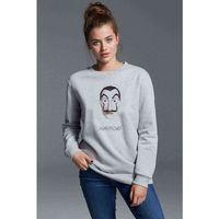 La Case De Papel Nairobi Baskılı Gri Kadın Sweatshirt