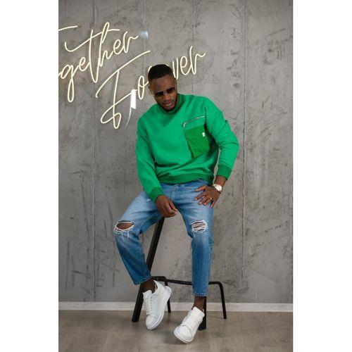 Oversize 3 İplik Bisiklet Yaka Torba Cepli İçi Polarlı Basic Sweatshirt