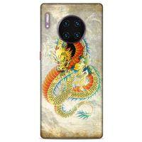 Huawei Mate 40 Pro Kılıf Dragons (21) Koruyucu Kapak Ejderha Dövme Sarı