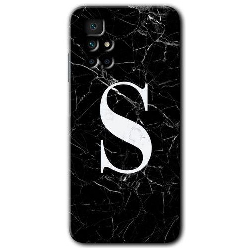Potkal Hediye Fabrikası Xiaomi Redmi 10 Kılıf HD Desen Baskılı Arka Kapak - Siyah Mermer Desenli S Harfi