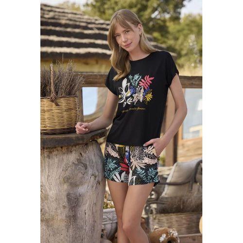 Yaprak Desenli Ve Baskılı "o Segredo E Se Permitir Florescer" Şort Takımı