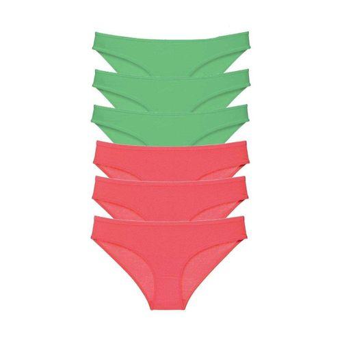 6 adet Eko Set Likralı Kadın Slip Külot Yeşil Fuşya
