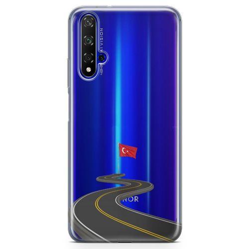 Honor View 20 Kılıf Türkiye Yolları Arka Kapak Koruma Desenli Full Koruyucu