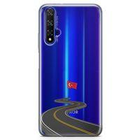 Honor View 20 Kılıf Türkiye Yolları Arka Kapak Koruma Desenli Full Koruyucu