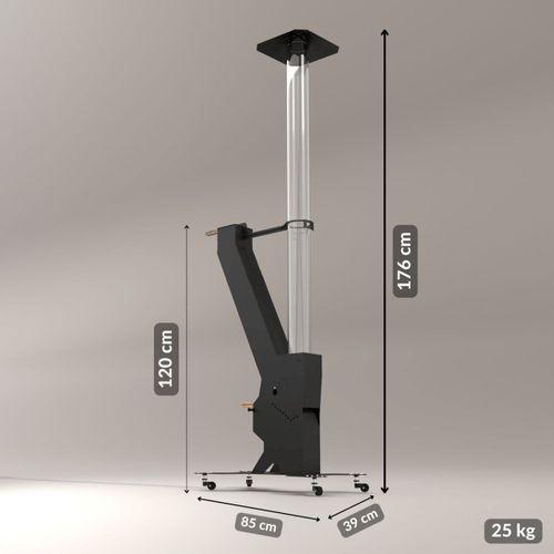 Kamp Ayısı® SolarFlame™ Camlı Füze Tipi Tekerlekli Roket Pelet Sobası - Dış Mekan Bahçe Cafe Isıtıcı