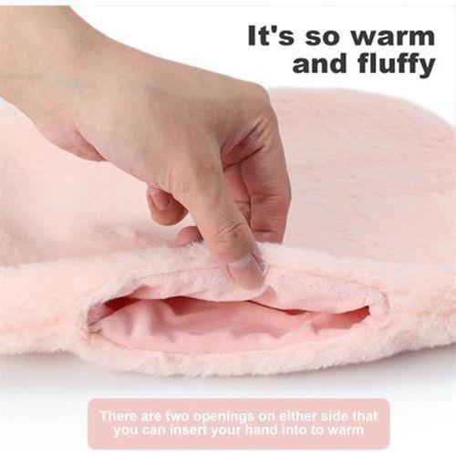 Sıcak Su Torbası Yan Cepli Bej  Peluş Termofor 27X17X2Cm  1 Litre