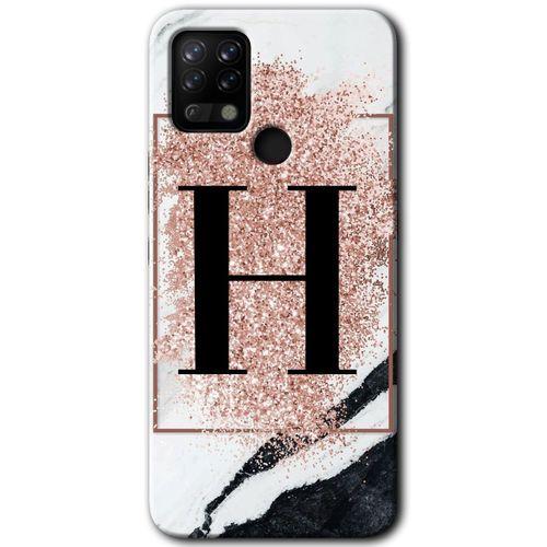 Potkal Hediye Fabrikası Tecno Pova Kılıf HD Desen Baskılı Arka Kapak - Pembe Mermer Desenli C Harfi