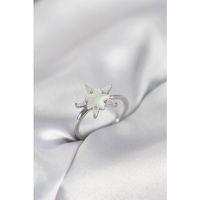 Gümüş Renk Yıldız Model Sedefli Zirkon Taşlı Kadın Yüzük