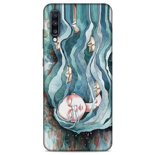 Samsung Galaxy A70 Kılıf Depresyon (45) Liquid Air Kılıf Bordo Gri