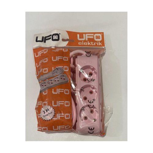 UFO ELECTRIC Ufo Elektrik 3 Metre Pembe Renk Üçlü Topraklı Kablolu Grup Priz
