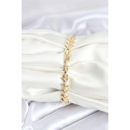 Pirinç Gold Renk Balık Sırtı Model Zirkon Taşlı Kadın Bileklik