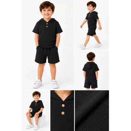 2/7 Yaş %100 Pamuk Keten Kapşonlu Çocuk Takımı