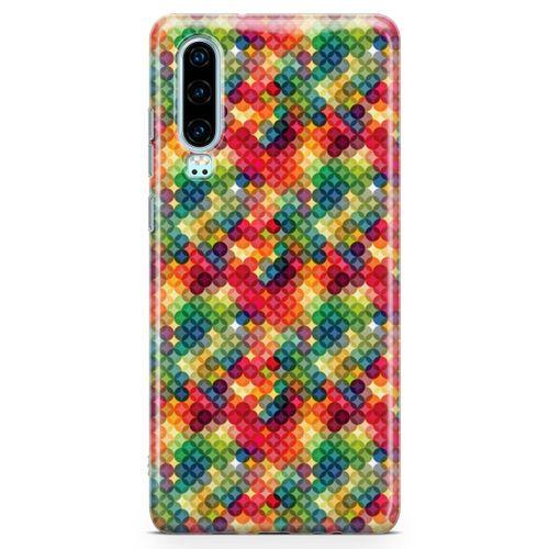 Huawei P30 Kılıf Futurustik Geometri Arka Kapak Koruma Desenli Full Koruyucu
