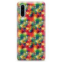 Huawei P30 Kılıf Futurustik Geometri Arka Kapak Koruma Desenli Full Koruyucu